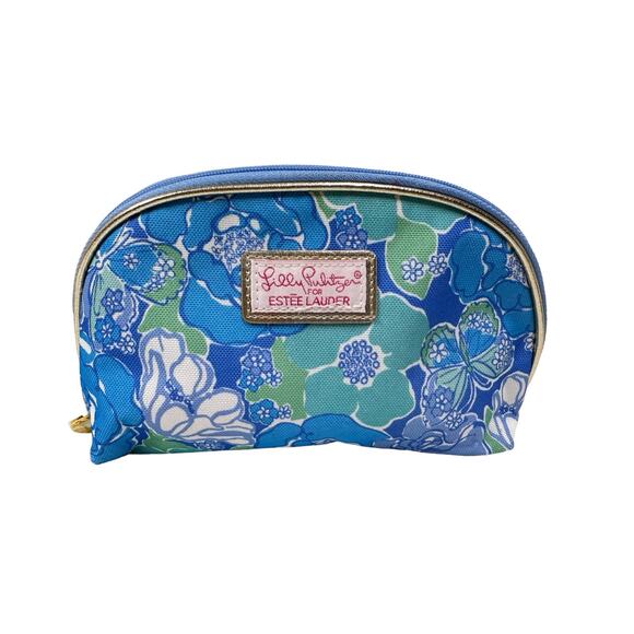 LILLY PULITZER For Estee Lauder -BLUE -Cosmetic -Makeup -Bag  Clean! - Picture 1 of 4